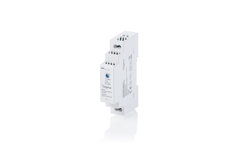 DIGITUS 12V / 1,25A / 15W Alimentatore per guida DIN a passo (ultra-sottile, classe II)