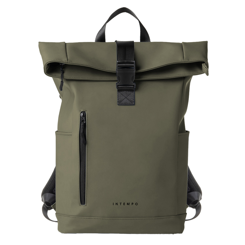 Zaino Roll-top Drop gomma antipioggia dim. 30x42x14cm verde InTempo
