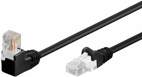 CAVO RETE UTP CAT.5E CON UN CONNETTORE RJ45 A 90 GRADI MT 1 NERO