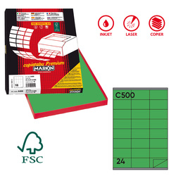 Etichetta adesiva C/500 verde 100fg A4 70x36mm (24et/fg) Markin