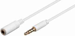 CAVO PROLUNGA AUDIO 3,5 MM 4 POLI MASCHIO/FEMMINA PROLUNGA PER CUFFIE/MICROFONO SU SMARTPHONE MT 2 BIANCO