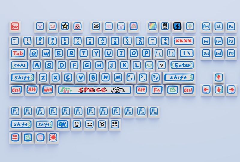 Set di 129 tasti Hand Painted Blue PBT XDA