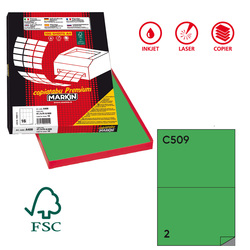 Etichetta adesiva C/509 verde 100fg A4 210x148,5mm (2et/fg) Markin