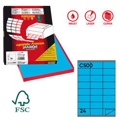 Etichetta adesiva C/500 blu 100fg A4 70x36mm (24et/fg) Markin