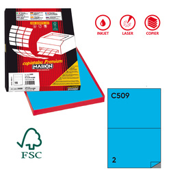 Etichetta adesiva C/509 blu 100fg A4 210x148,5 mm (2et/fg) Markin