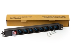 MULTIPRESA DA RACK 19" 8 PRESE UNIVERSALI CON INTERRUTTORE SPINA ITALIANA 16A
