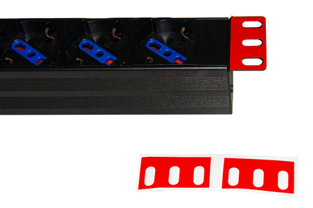 CONFEZIONE 5 COPPIE ETICHETTE ROSSE PER SUPPORTI LATERALI 19" MULTIPRESE RACK