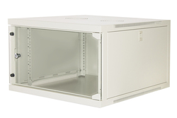 ARMADIO RACK 19" 6 UNITA' DA MURO (A)350X (L)540 X PROFONDITA' 600 MM. COLORE GRIGIO  PORTA VETRO