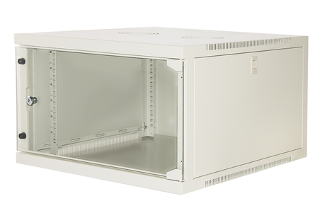 ARMADIO RACK 19" 6 UNITA' DA MURO (A)350X (L)540 X PROFONDITA' 600 MM. COLORE GRIGIO  PORTA VETRO