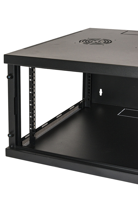 ARMADIO RACK 19" 6 UNITA' DA MURO (A)350X (L)540 X PROFONDITA' 600 MM. COLORE NERO PORTA VETRO