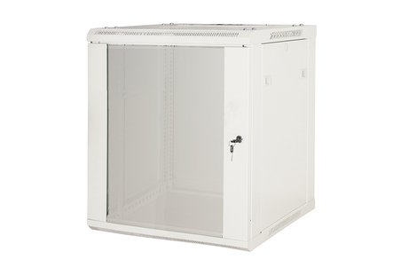 ARMADIO RACK 19" 9 UNITA' DA MURO A) 500 x (L) 600 x (P) 450 GRIGIO DISASSEMBLATO PORTA VETRO