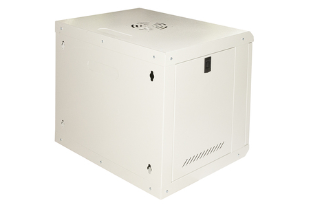 ARMADIO RACK 19" 9U  LINK SERIE LIGHT COLORE GRIGIO CON PORTA VETRO (AxPxL) MM 450X400X530 RIPIANO INCLUSO