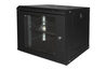 ARMADIO RACK 19" 9U LINK SERIE LIGHT COLORE NERO CON PORTA VETRO (AxPxL) MM 450X400X530 RIPIANO INCLUSO