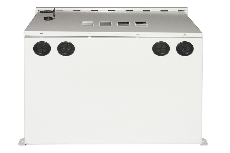 ARMADIO RACK 19 POLLICI 12U PER RETI DA ESTERNO CLASSE PROTEZIONE IP55 MISURE MM (L)600X(P)600X(A)600 GRIGIO CHIARO CON VENTOLE 