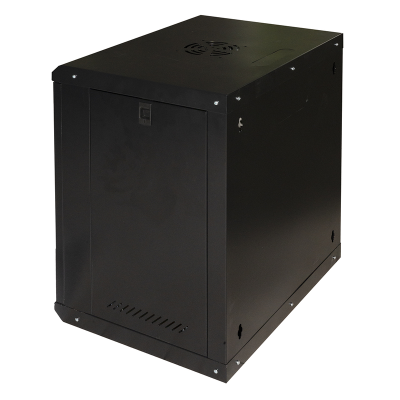 ARMADIO RACK 19" 12U LINK SERIE LIGHT COLORE NERO CON PORTA VETRO (AxPxL) MM 600X400X530 RIPIANO INCLUSO