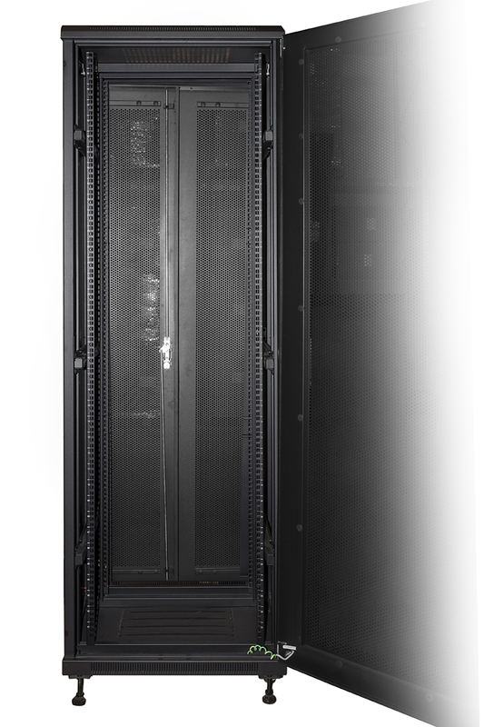ARMADIO RACK 19" PER RETI 37U (A)1833, (L)600, (P)1000 COLORE NERO PORTA TRAFORATA DISASSEMBLATO
