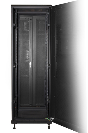 ARMADIO RACK 19" PER RETI 37U (A)1833, (L)600, (P)1000 COLORE NERO PORTA TRAFORATA DISASSEMBLATO