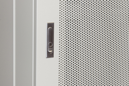 ARMADIO RACK 19" 42U (A)2055, (L)800, (P)1000 PORTA TRAFORATA COLORE GRIGIO DISASSEMBLATO CON GUIDACAVI  LATERALE
