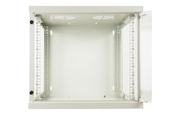 ARMADIO RACK 19" 9 UNITA' DA MURO (A)490X (L)540 X PROFONDITA' 600 MM. COLORE GRIGIO CHIARO PORTA VETRO