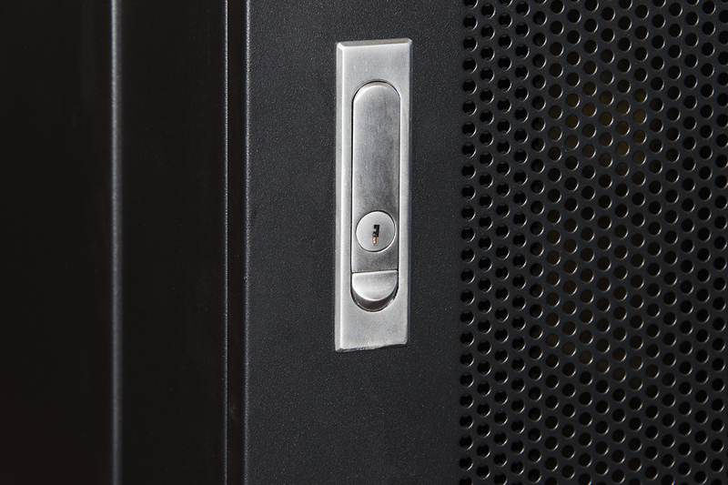 ARMADIO RACK 19" 42U (A)2055, (L)800, (P)1000 PORTA TRAFORATA COLORE NERO CON GUIDACAVI LATERALE DA ASSEMBLARE