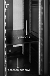ARMADIO RACK 42U 800X1200 PORTA DOPPIA TRAFORATA CON 2 RIPIANI NERO