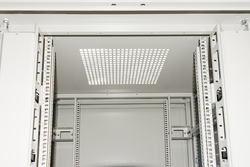 ARMADIO RACK 19" 42U (A)2055, (L)800, (P)800 COLORE GRIGIO PORTA VETRO DISASSEMBLATO CON GUIDACAVI  LATERALE