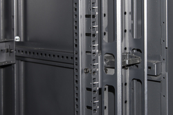 ARMADIO RACK 19" 42U (A)2055, (L)800, (P)800 COLORE NERO PORTA VETRO DISASSEMBLATO CON GUIDACAVI  LATERALE