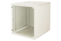ARMADIO RACK 19" 12 UNITA' DA MURO (A)620X (L)540 X PROFONDITA' 600 MM. COLORE GRIGIO CHIARO PORTA VETRO