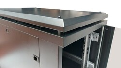 ARMADIO RACK 19" 12 UNITA' (A)700X (L)600 X PROFONDITA' 800 MM. COLORE NERO PORTA VETRO