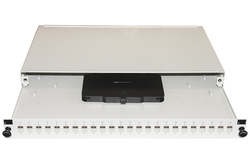 PANNELLO FIBRA OTTICA 19" CON 24 PORTE SC SIMPLEX O LC DUPLEX PROFONDITA' 250 MM GRIGIO CON ACCESSORI