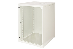 ARMADIO RACK 19" 15 UNITA' DA MURO (A)750X (L)540X (P) 600 MM. COLORE GRIGIO CHIARO, PORTA A VETRO.