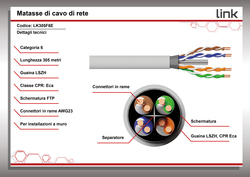 CAVO SOLIDO SCHERMATO FTP PER RETI CATEGORIA 6 LSZH AWG23 IN RAME MATASSA MT 305 CLASSE CPR ECA