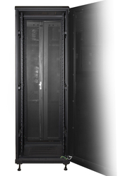 ARMADIO RACK 19" PER RETI 37U (A)1833, (L)600, (P)1000 COLORE NERO PORTA TRAFORATA DISASSEMBLATO
