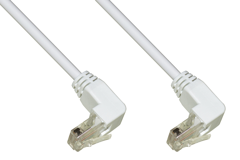 CAVO RETE UTP CAT. 5E NON SCHERMATO MT. 0,5 COLORE BIANCO 2 CONNETTORI 90°