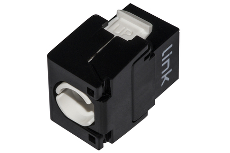 PRESA RETE KEYSTONE JACK RJ45 CATEGORIA 5E UTP TOOLESS COLORE NERO 180° CONTATTI DORATI 50 MICRON