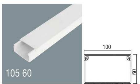 CANALINA PASSACAVI IN PVC MM 100x60 MT 2 CON COPERCHIO SCORREVOLE BIANCO