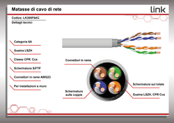 CAVO SOLIDO SCHERMATO S/FTP PER RETI CATEGORIA 6A LSZH AWG23 IN RAME MATASSA MT 305 CLASSE CPR CCA