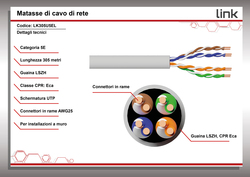 CAVO SOLIDO UTP PER RETI CATEGORIA 5E LSZH IN RAME MATASSA MT 305 CLASSE CPR ECA BIANCO
