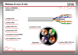 CAVO SOLIDO UTP PER RETI CATEGORIA 6A LSZH AWG23 IN RAME MATASSA MT 305 CLASSE CPR CCA