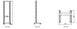 FRAME DI MONTAGGIO APERTO 19" 42 UNITA' CON 2 MONTANTI 600X600 MM COLORE NERO