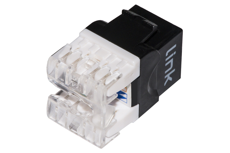 PRESA RETE KEYSTONE JACK RJ45 CATEGORIA 6A UTP COLORE NERO 180° CONTATTI DORATI 50 MICRON