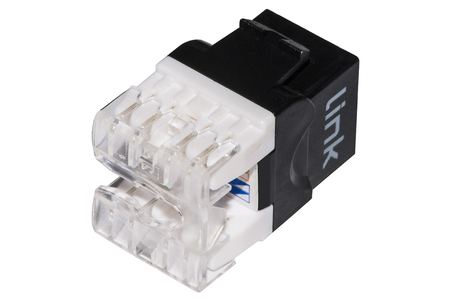 PRESA RETE KEYSTONE JACK RJ45 CATEGORIA 6A UTP COLORE NERO 180° CONTATTI DORATI 50 MICRON