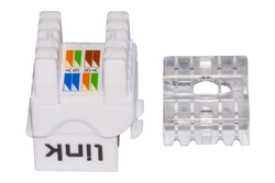 PRESA RETE KEYSTONE JACK RJ45 CATEGORIA 6A UTP COLORE BIANCO 180° CONTATTI DORATI 50 MICRON