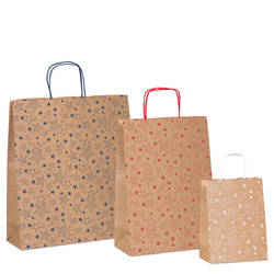 Shopper natale stelline colori assortiti 16x8x21cm Sadoch