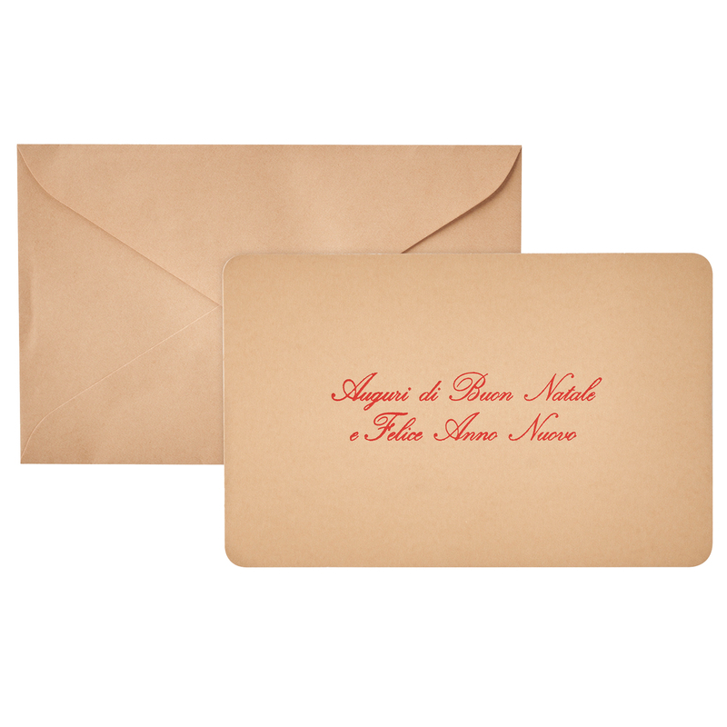 Biglietto Natale semplice c/busta e stampa in oro 9x14cm avana Sadoch