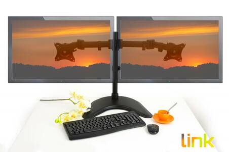 BRACCIO SUPPORTO DA TAVOLO CON BASE PER 2 MONITOR 13-27" FINO A 8 KG A 3 SNODI