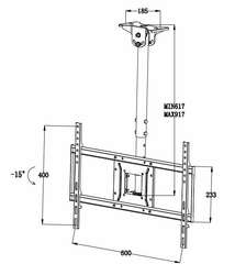 BRACCIO TELESCOPICO DA SOFFITTO PER TV FINO A 40 KG DA 32 A 55" FINO A VESA 600X400