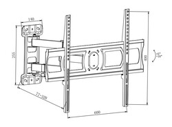 STAFFA A MURO PER TV FINO A 40 KG, DA 37 A 70" FINO A VESA 400X600 CON 3 SNODI ORIENTAMENTO ALTO/BASSO 5-10° ORIENTAMENTO LATERA