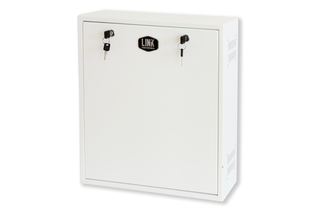 BOX A MURO PER DVR, 2 CHIAVI, 2 SWITCH PER ALLARMI  BIANCO, CM 43X13X50