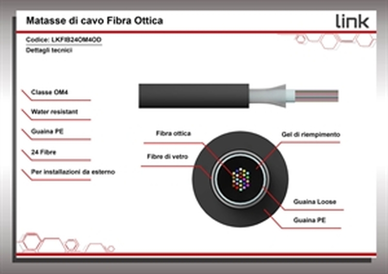 CAVO FIBRA OTTICA LOOSE TUBE 24 FIBRE OM4 OUTDOOR INTERRAMENTO DIRETTO (AL METRO)